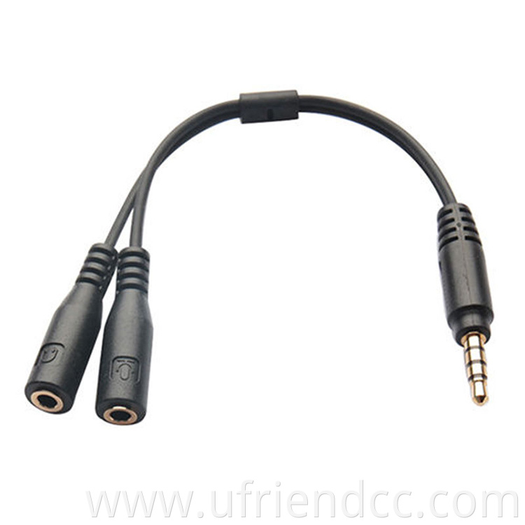 High Quality Durable 3.5Mm 2 Male Plug To 1 Female Jack Audio Mic Headset Splitter 1M Stereo Aux Cable